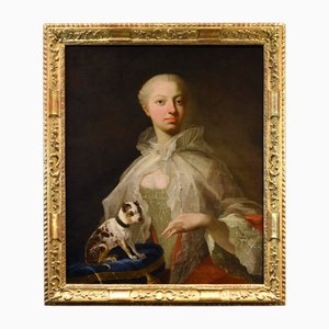 Louis Michel Van Loo, Portrait of a Lady with a Dog, 1740, Oil on Canvas