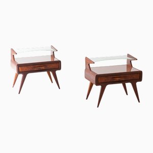 Tables de Chevet avec Plateaux en Verre, Italie, 1950s, Set de 2