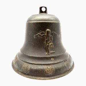 Cloche Antique en Bronze avec Relief d'Ange