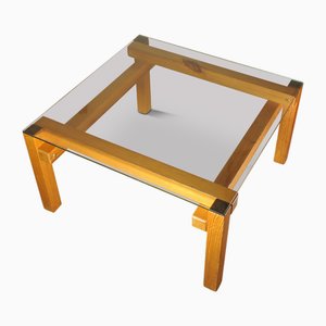 Vintage Couchtisch mit Gestell aus Kiefernholz und quadratischer Tischplatte von John Makepeace für Heals, 1960er