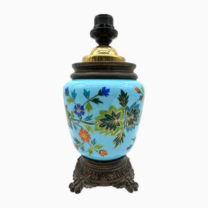 Biedermeier Table Lamp in Opal Glass and Turquoise Glass, 1890