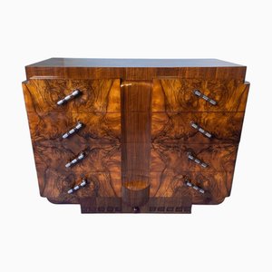 Art Deco Italian Chest of Drawers in Walnut, Italy, 1930s