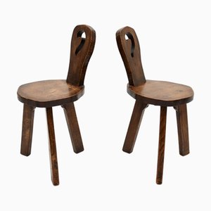 Set of Vintage Brutalist Side Chairs in Elm, 1950