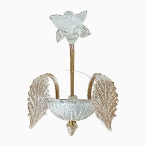 Lampada da parete in cristallo con foglie e fiori, anni '70