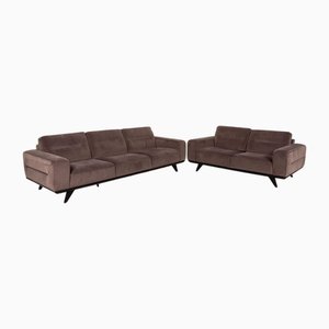 Audacia Fabric Sofa Set in Brown from Natuzzi, Set of 2