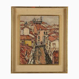Rino Villa, Town, Oil on Plywood