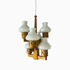 Chandelier in Pine and Opal Glass by Vitrika