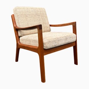 Senator Armchair in Beige Wool and Teak by Ole Wanscher for Cado