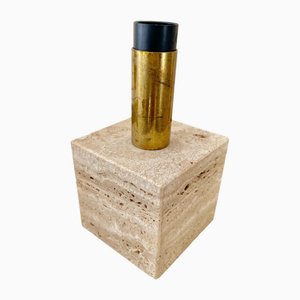 Vintage Italian Table Lamp in Marble and Travertine, 1970