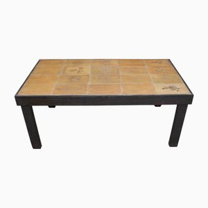Table Basse Vintage avec Plateau en Céramique par Roger Capron, France, 1970s