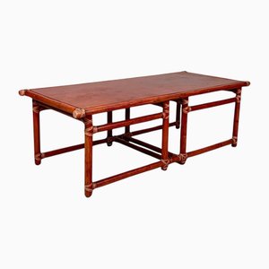 Red Bamboo Coffee Table by Lyda Levi for McGuire Production, 1970s