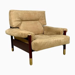 Silla de madera con tapicería de terciopelo de Carlo De Carli para Sormani, años 60