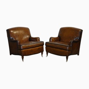 Set of Cigar Hand Dyed Leather Chairs