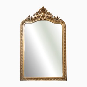 Antique French Napoleon III Mirror in Gilded and Carved Wood, France, 19th Century