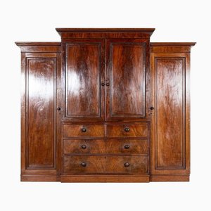 Antique Mahogany Breakfront Wardrobe, 1860