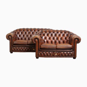 Englische Chesterfield Sofas aus Rindsleder, 2er Set
