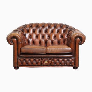 Englisches Chesterfield 2-Sitzer Sofa aus Rindsleder
