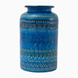 Blue Ceramic Vase by Aldo Londi for Bitossi, 1960s