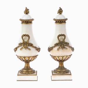 French Louis XVI Revival Gilt Bronze Cassolette Vases, Set of 2