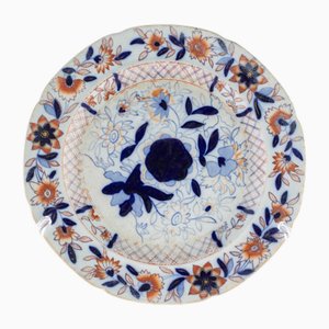 Antique Japanese Imari Pattern Transferware Ironstone Ceramic Pottery Plate, 1800s