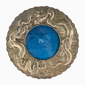 Antique 19th Century Japanese Silver Plated Photograph Frame with Swirling Dragons