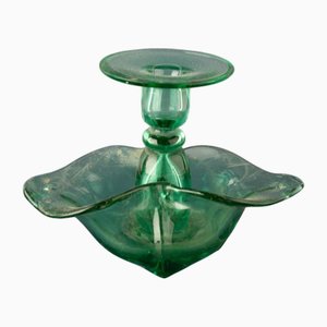 Bougeoir Art Nouveau en Verre Vénitien Vert