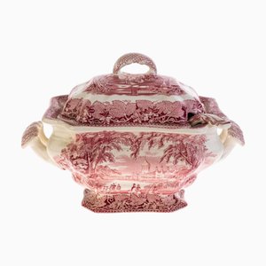Antique Ceramic Vista Pattern Tureen with Ladle from Mason’s Ironstone