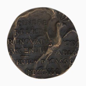 Bronze Relief Medaillon in Medaille mit Darstellung von Picasso
