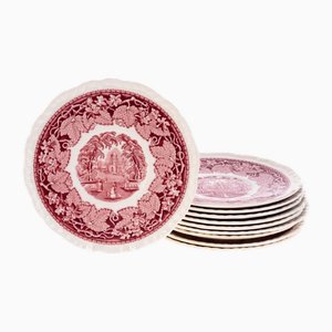 Assiettes Antiques en Pierre de Fer et Céramique à Motifs Vista de Masons, Set de 10