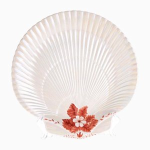 Antique 18th Century Creamware Earthenware Pottery Shell Dish Hand Painted with Ferns from Wedgwood