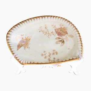 Antique Wedgwood and Gilt Creamware Pottery Dish, 1700s