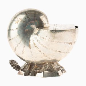 Antiker viktorianischer versilberter Nautilus Muschel-Löffelwärmer