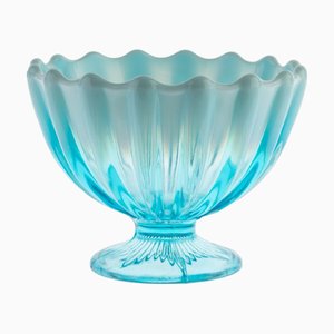 Victorian Brideshead Blue Pearline Pressed Glass Bowl from Davidson
