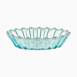 Antike opalisierende viktorianische Schale aus gepresstem Glas mit Perlen in Blau von Davidson