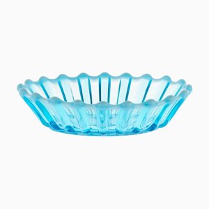 Viktorianische opaleszierende blaue Perlmutt-Brautkopfschale aus Pressglas von Davidson