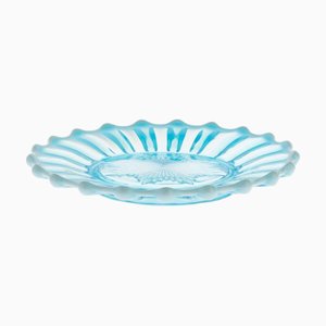 Antique Victorian Brideshead Blue Pearline Pressed Glass Plate from Davidson