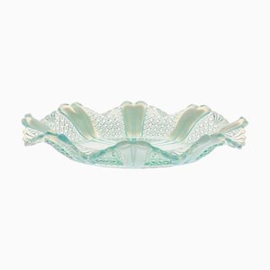 Victorian Richelieu Blue Pearline Pressed Glass Oval Plate from Davidson