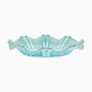 Antike opalisierende viktorianische Richelieu Schale aus Pressglas in Blau von Davidson