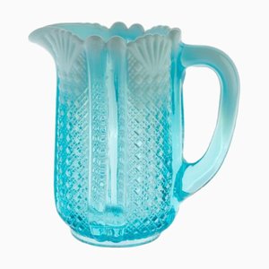 Victorian Opalescent Blue Pearline Pressed Glass Richelieu Creamer Jug from Davidson