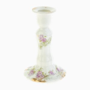 French Floral Porcelain Candlestick from Limoges