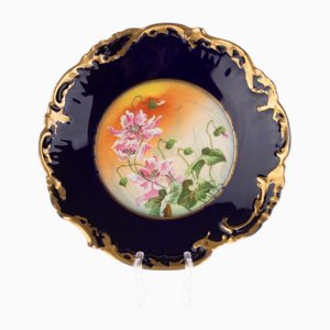 French Cobalt Porcelain and Ceramic Plate from Limoges