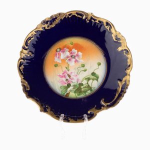 Assiette Antique en Porcelaine Cobalt de Limoges, France
