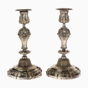Chandeliers Style Géorgien Antiques en Plaqué Argent de Christofle, France, Set de 2