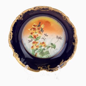 Antique French Porcelain Footed Floral Bowl from Limoges