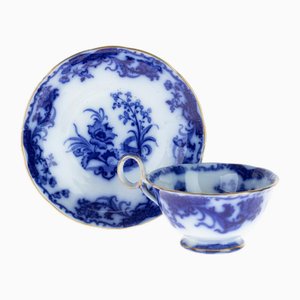 Antike Teetasse & Untertasse aus Porzellan mit Chinesischem Gartenmuster von Carlton, 2er Set