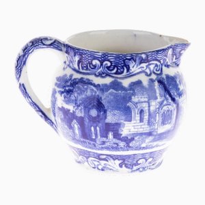 Pot à Crème en Transfert Antique Représentant une Abbaye de George & Jones