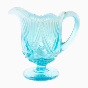 Pot à Crémier Victorien Antique en Verre Perle Bleu de Davidsons