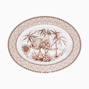 Large Antique Aesthetic Movement Ceramic Transferware Platter from J M Sons.