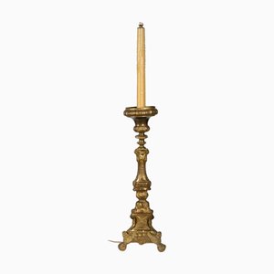 Antique 19th Century Gilt Metal Religious Floor Lamp