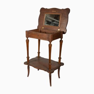 Antique Art Nouveau Hand Craved Wooden Dressing Table with Mirror